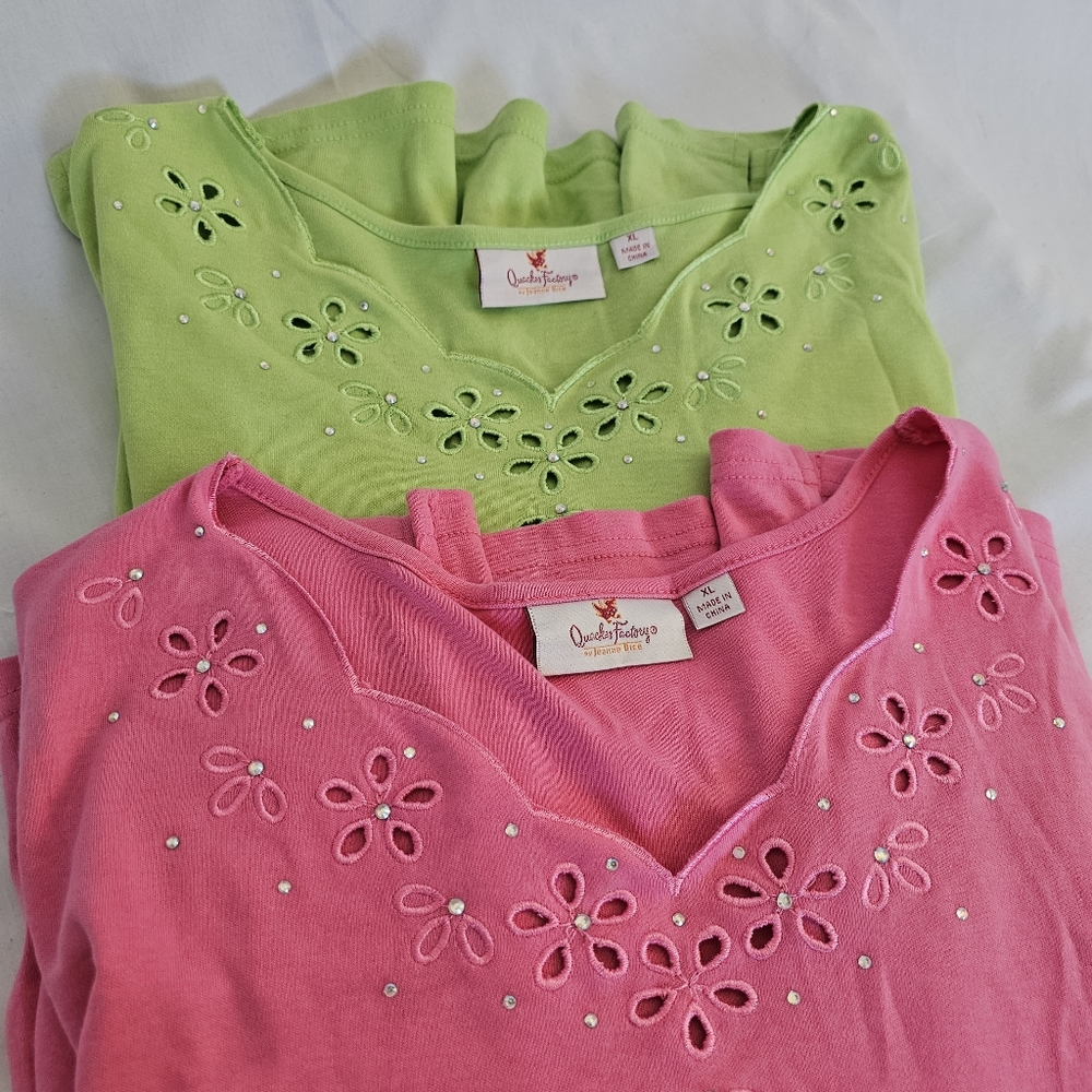 Quacker Factory Scallop Quarter-Sleeve Tops